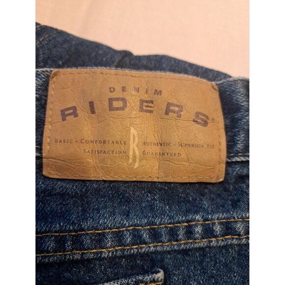 Denim Riders Jeans Mens Navy Blue 42x30 Cotton Solid 5 Pockets Button Zip - Picture 3 of 5